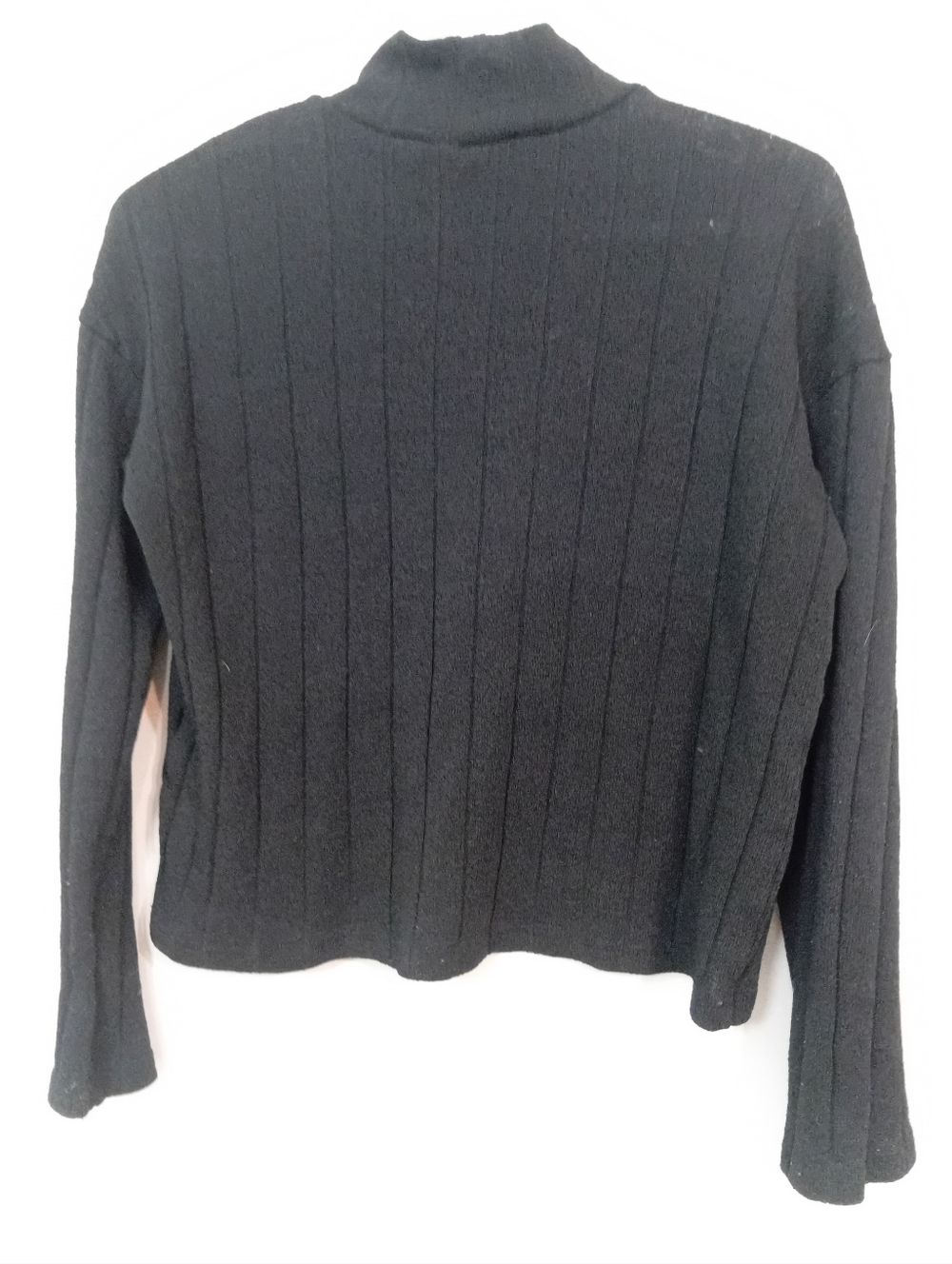 Women's Black Ribbed Mock Neck Sweater - Picture 2 of 5